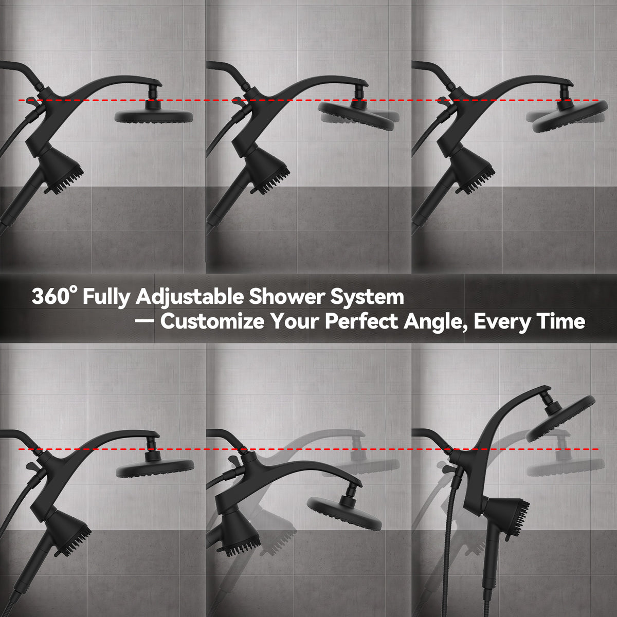 Shower Head with Handheld, High Pressure Showerhead, Black