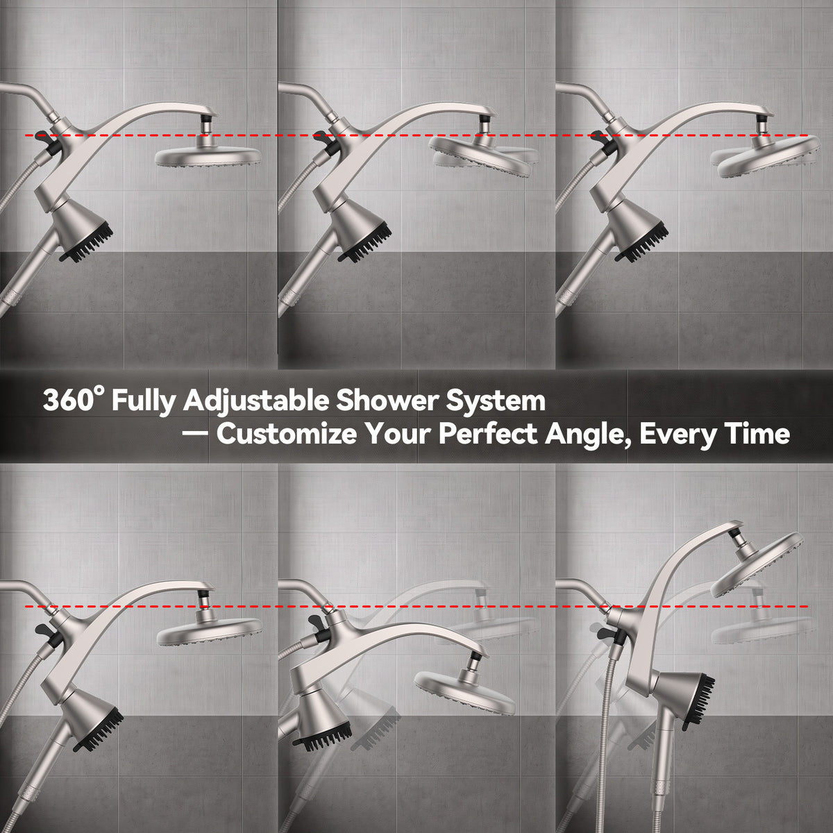 Shower Head with Handheld, High Pressure Showerhead, Nickel
