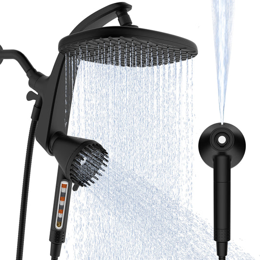 Shower Head with Handheld, High Pressure Showerhead, Black