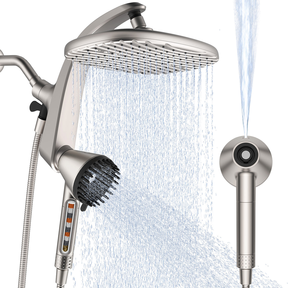 Shower Head with Handheld, High Pressure Showerhead, Nickel