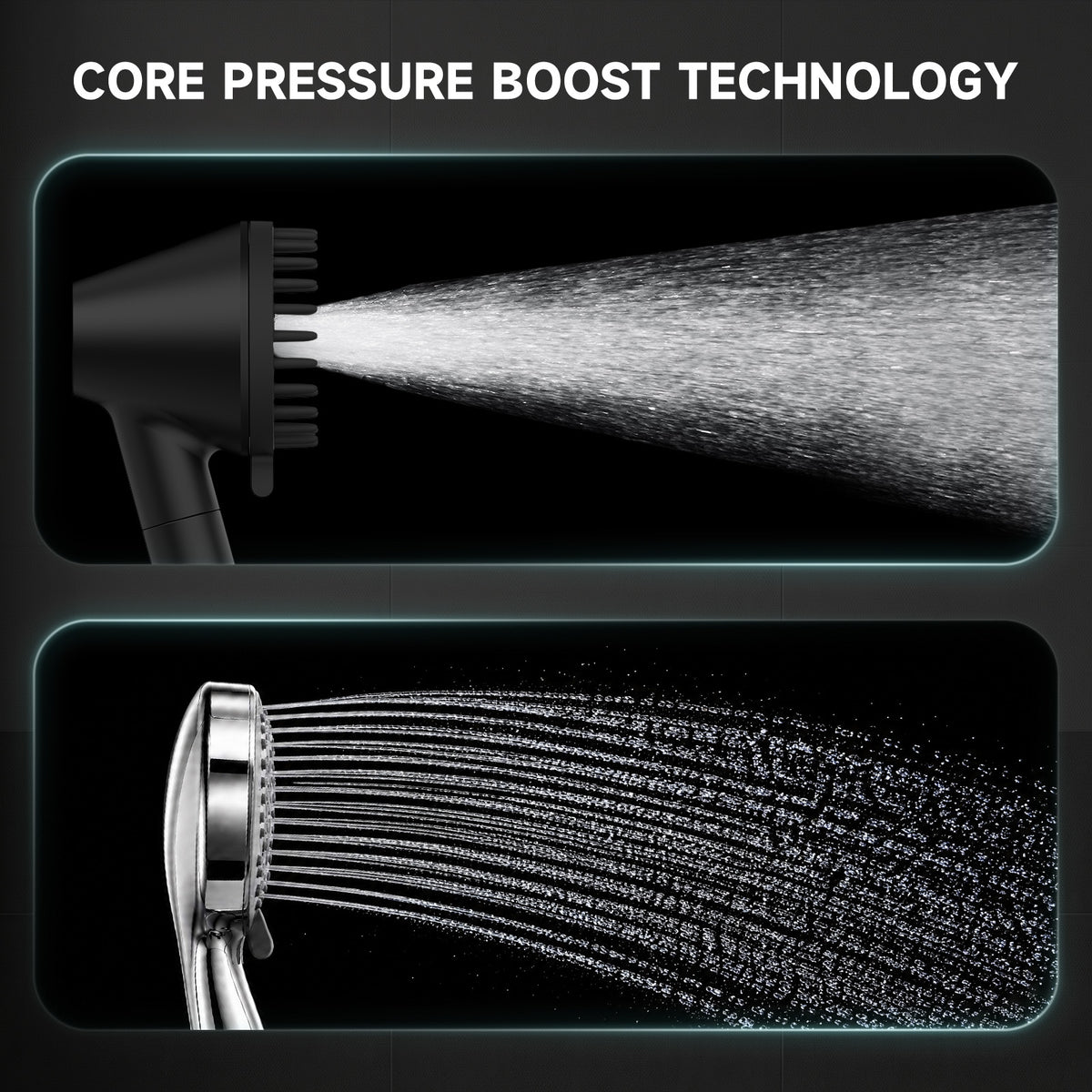 Shower Head with Handheld, High Pressure Showerhead, Black